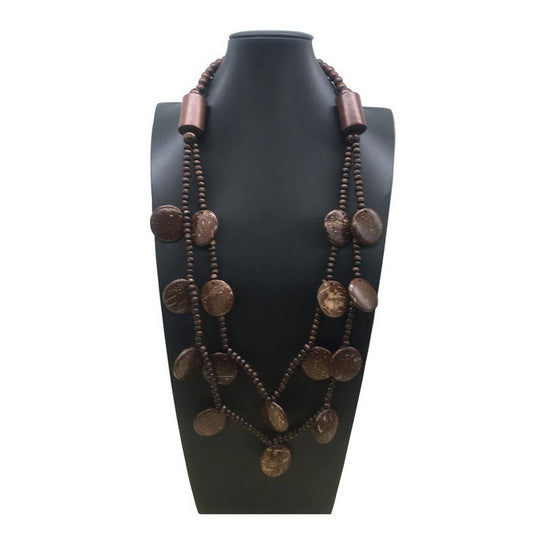 COCONUT WOOD BEADED MULTI-LAYER NECKLACE