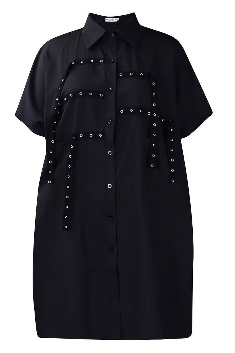 CWDTD00505_2025 WOMEN SHORT SLEEVE LOOSE POLO SHIRT DRESS