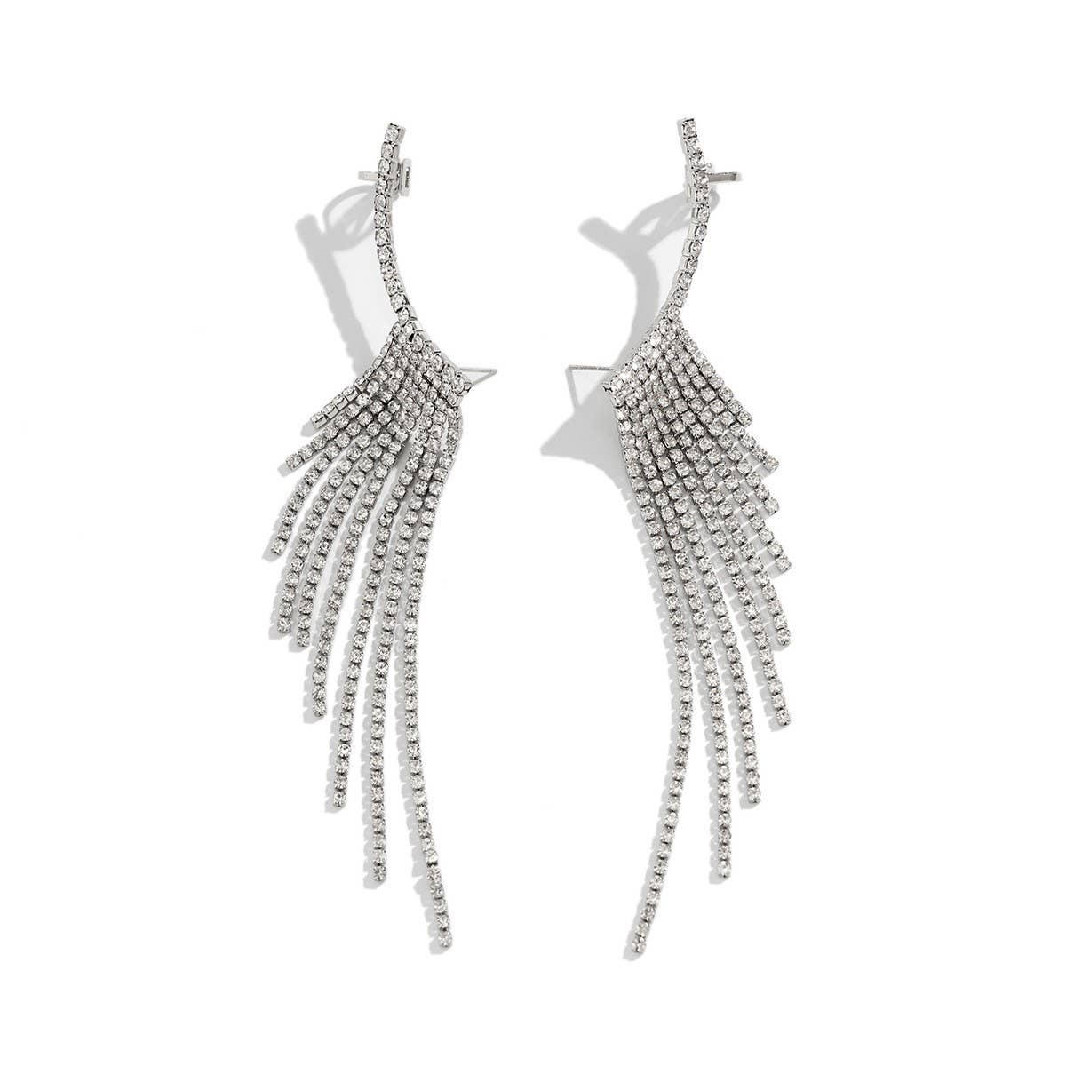 FRENCH STYLE TASSEL RHINESTONE EARRINGS