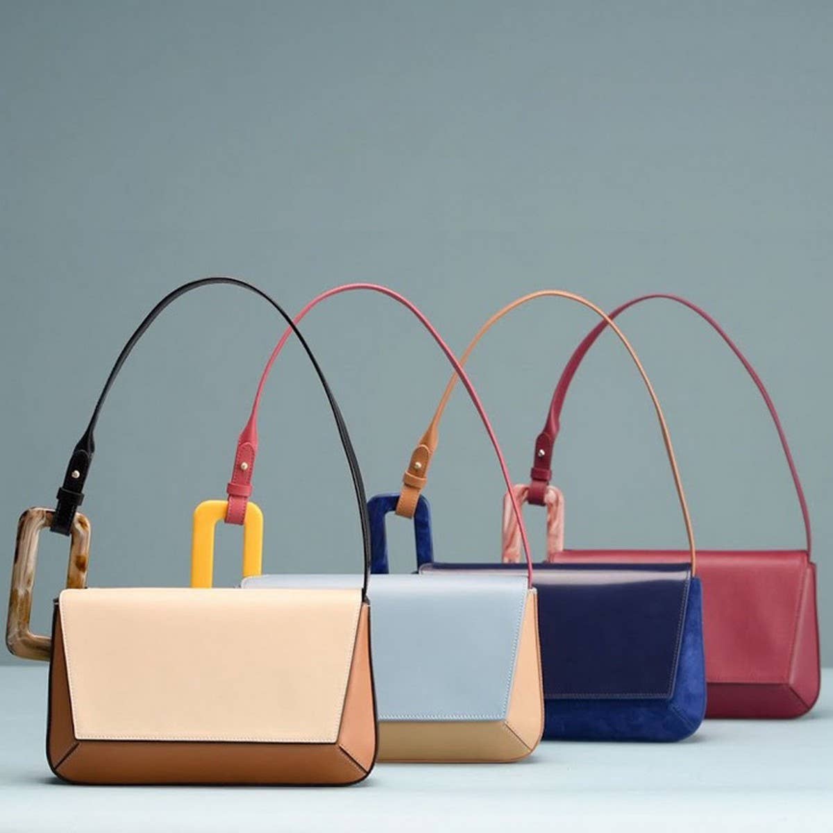 GEOMETRIC SPLICING SMALL SQUARE BAG SHOULDER BAG_CWAB1935