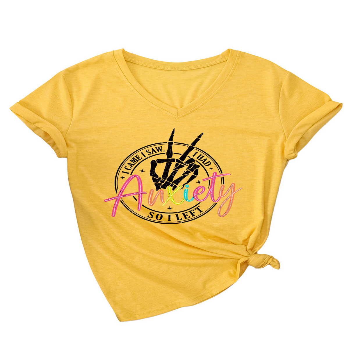 Trendy V-Neck Tee ? I Came I Saw Print