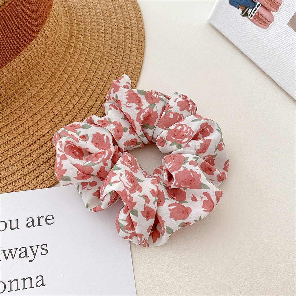 WOMEN FRESH FABRIC BROKEN FLOWER HAIR TIE_CWAHA0841