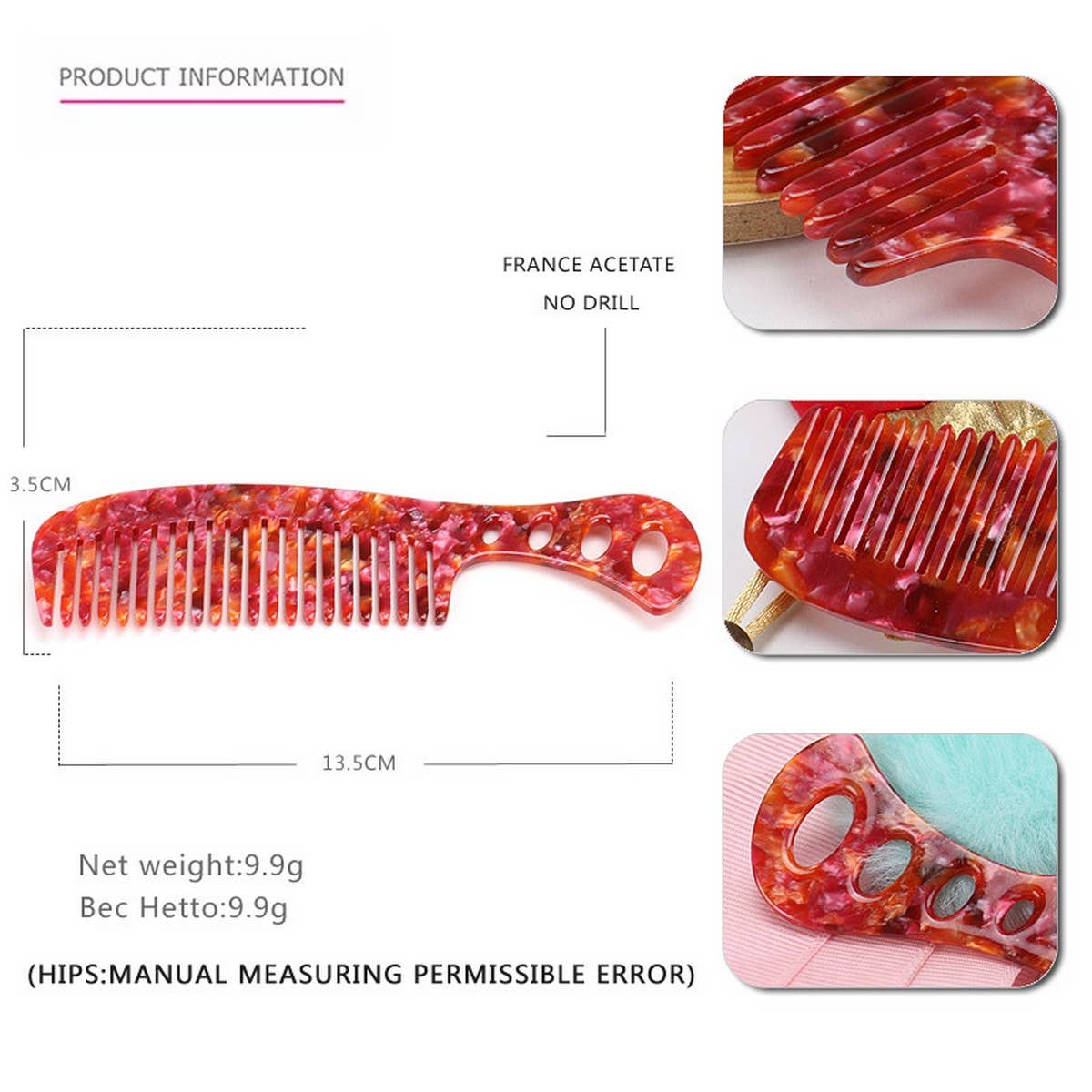 ACETATE SHEET HOUSEHOLD HAIR COMB ANTI-STATIC COMB_CWAHA4197