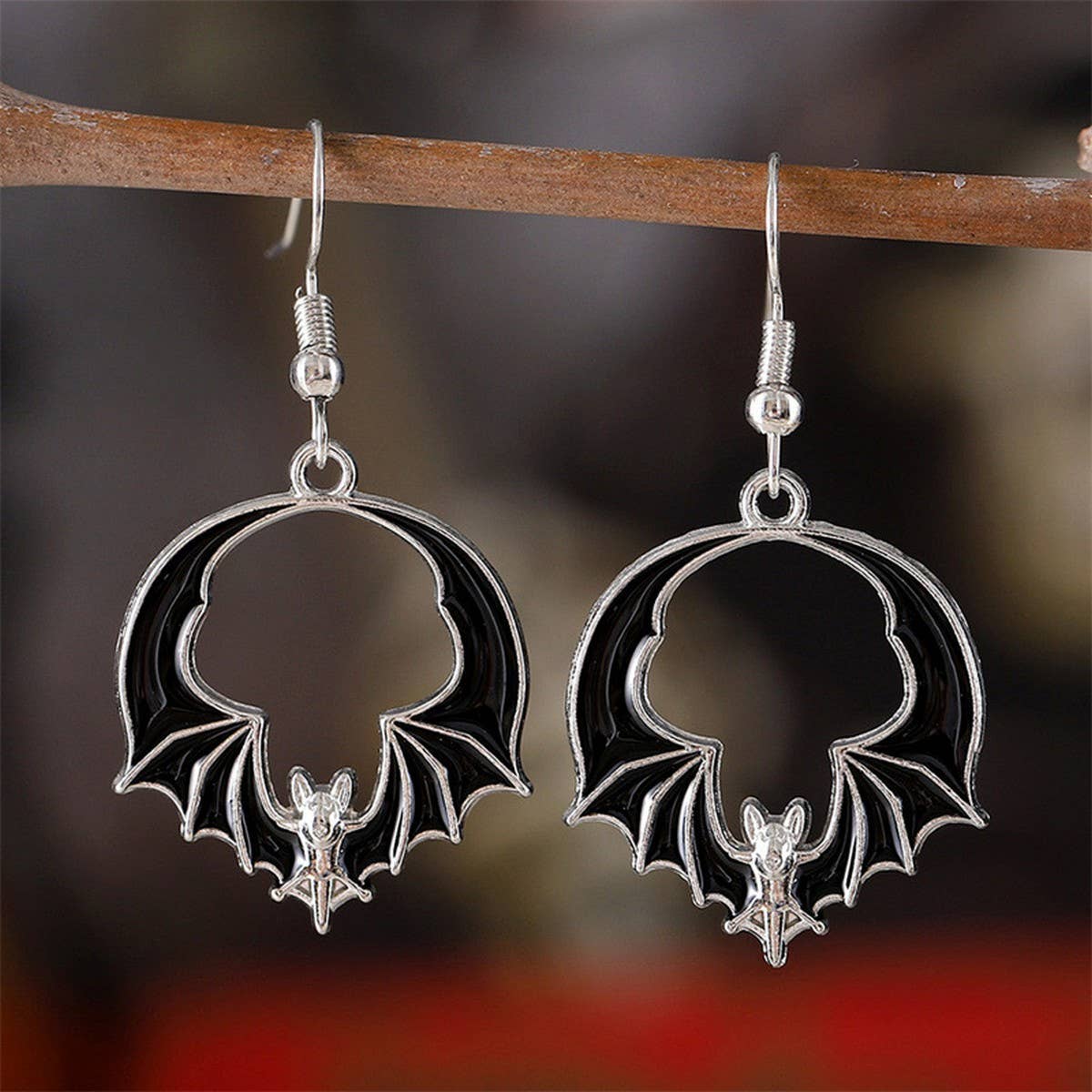 PERSONALIZED FUNNY DARK BAT PENDANT EARRINGS_CWAJE1973