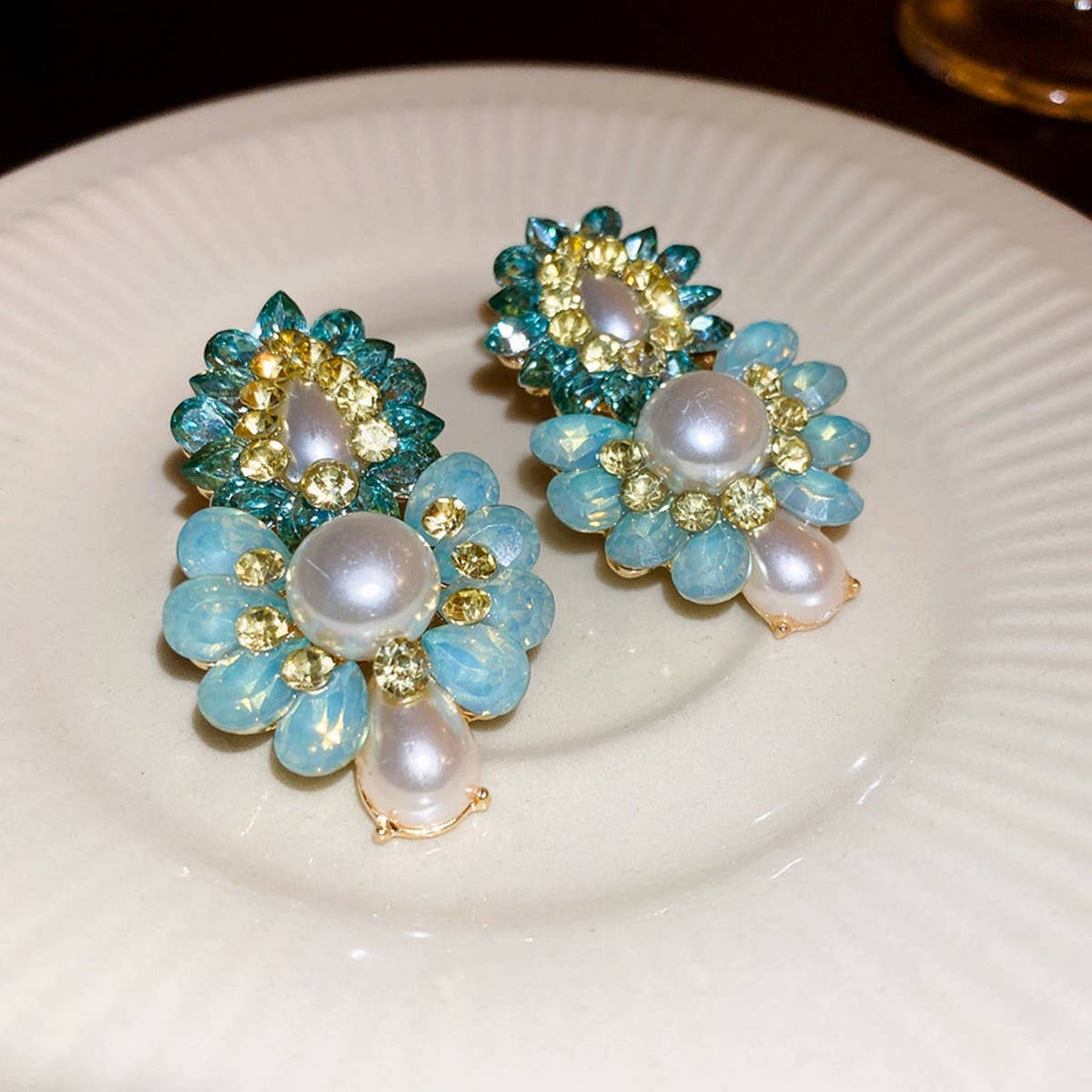 FRENCH PEARL FLOWER TASSEL EARRINGS