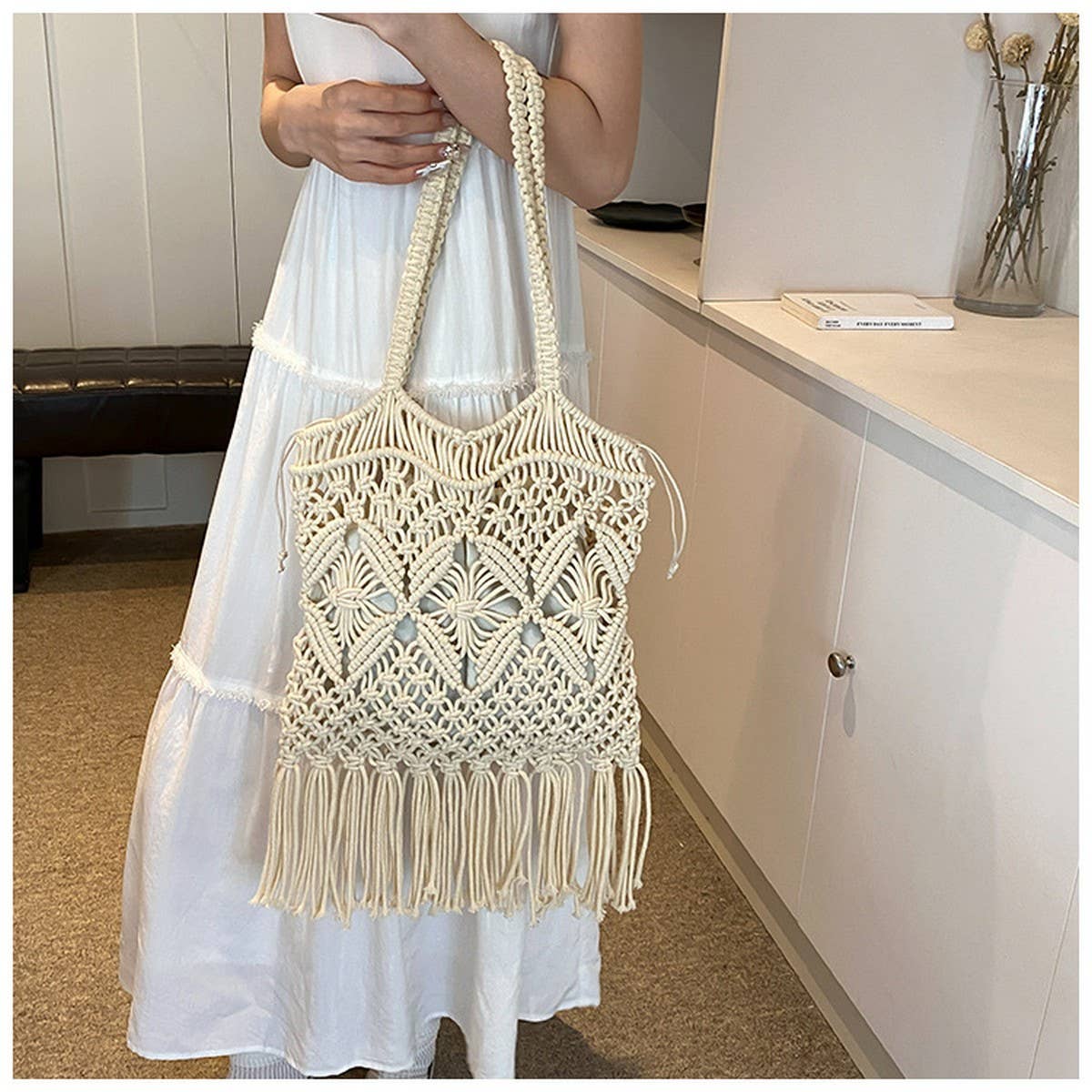 COTTON CROCHET HOLLOW BEACH SHOULDER BAG_CWAB2415
