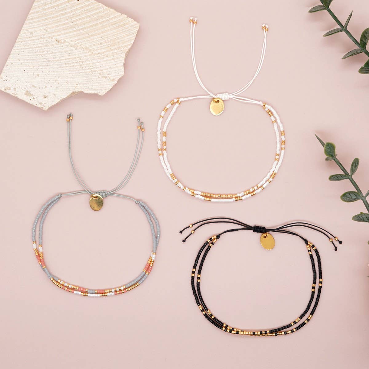 DOUBLE-LAYER RICE BEAD HAND-WOVEN BEADED BRACELET