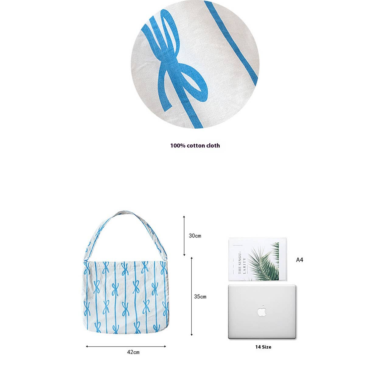 Cotton Canvas Shoulder Bag for Women, Large Size_CWAB5655