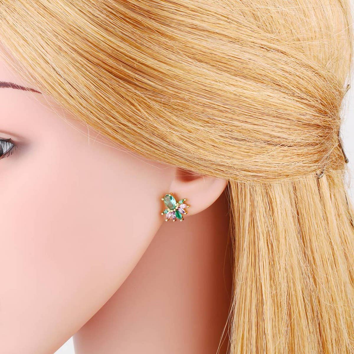 RETRO PERSONALIZED COLORED ZIRCON EARRINGS_CWAJE1001