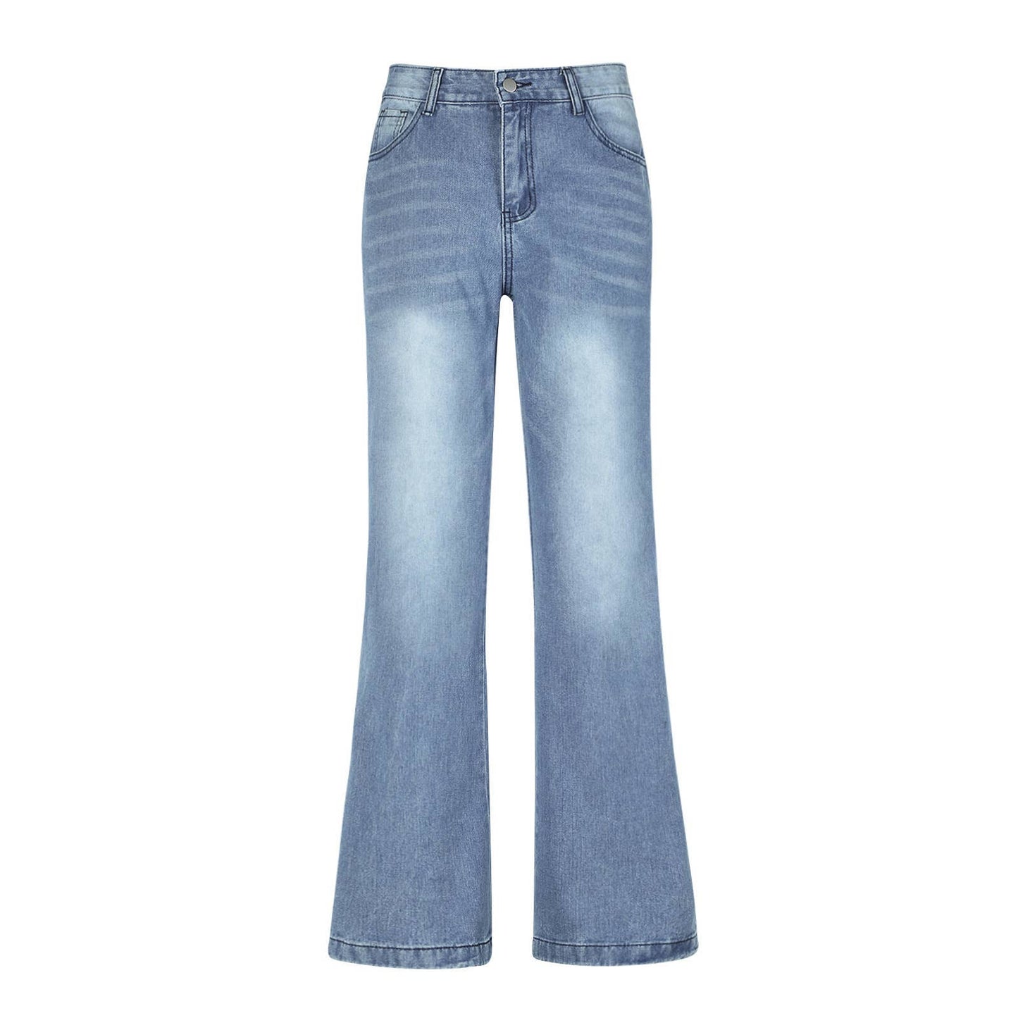 High-waisted, loose and wide-leg basic jeans