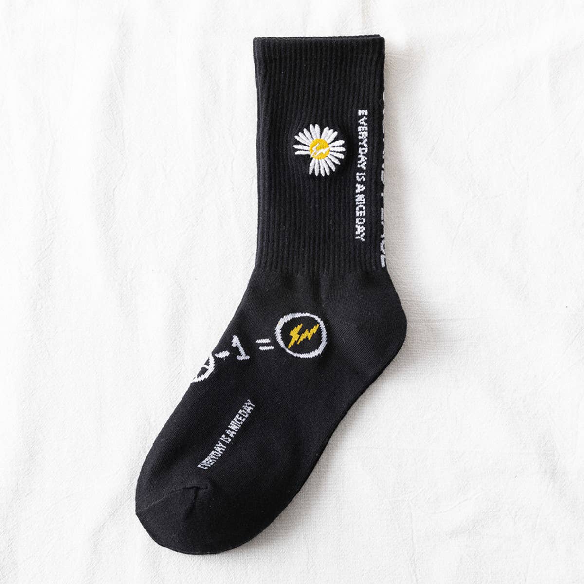 WOMEN BLACK DAISY SOCKS