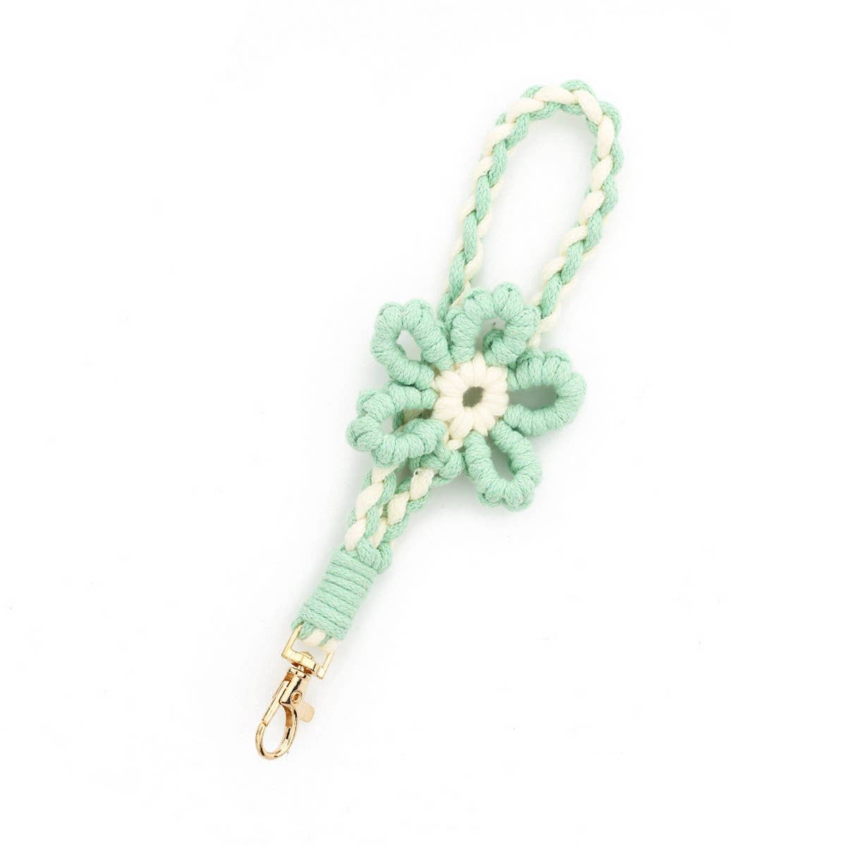 Handmade Colorful Wrist Strap Keychain with Flower_CWAB5024