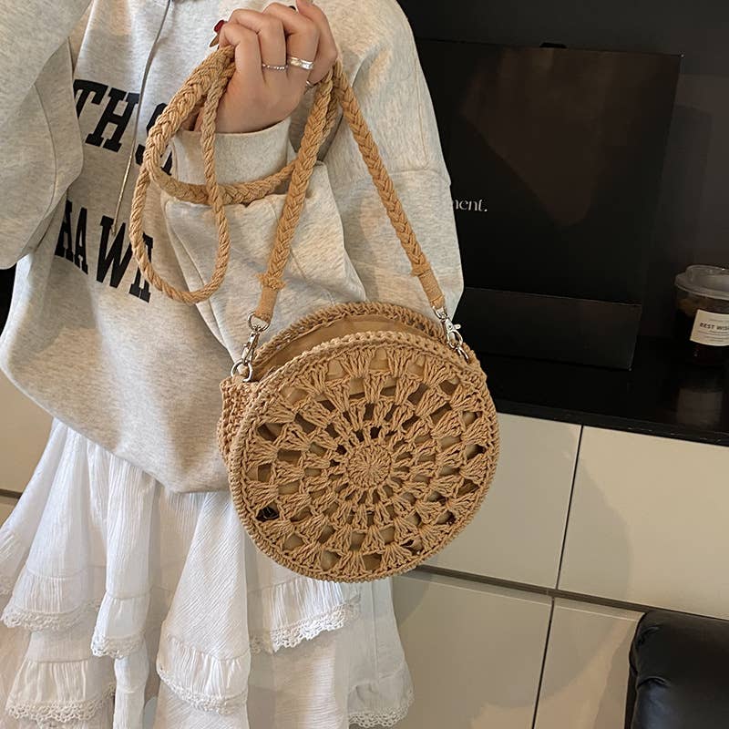Fashionable hollowed-out woven crossbody bag