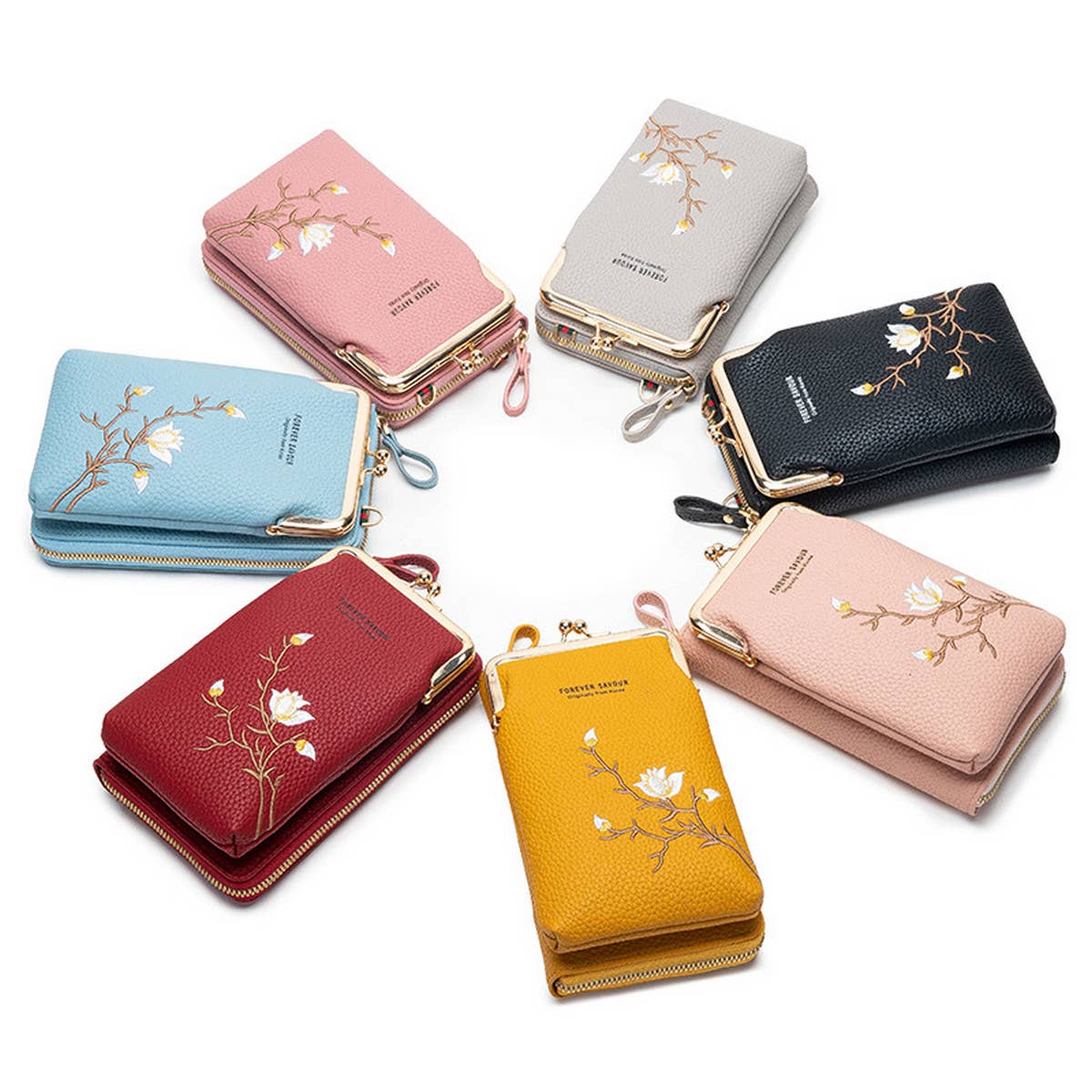 EMBROIDERED MINI CELL PHONE CROSSBODY BAG WALLET_CWAB1634