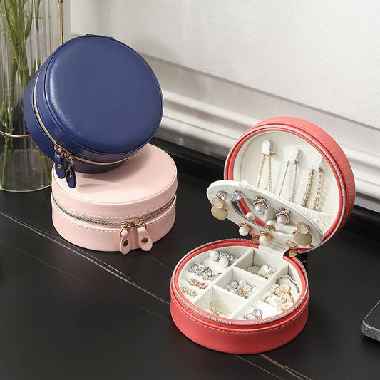 TRAVEL PORTABLE ROUND JEWELRY STORAGE BOX