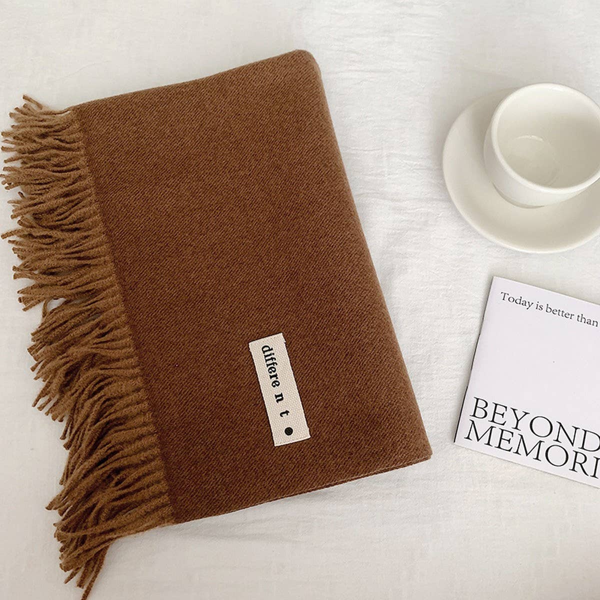 Colorblock Tassel Scarf - Thick Wrap for Students