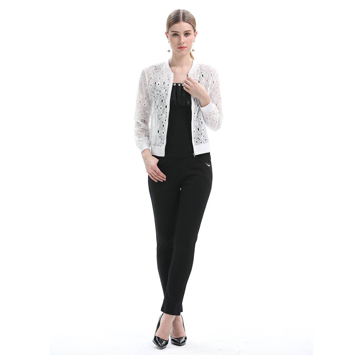 Fashion sports casual lace long-sleeved jacket