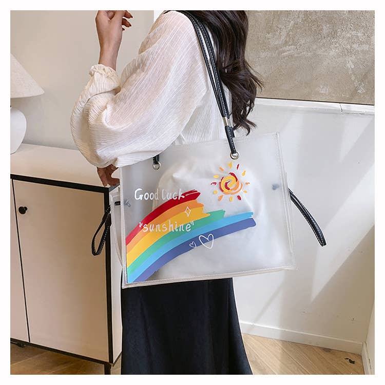 Fashionable pvc transparent jelly tote bag