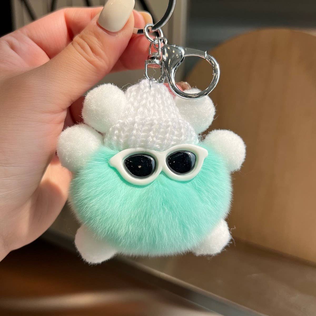 CUTE RABBIT FUR BRIQUETTES CAR KEYCHAIN PENDANT