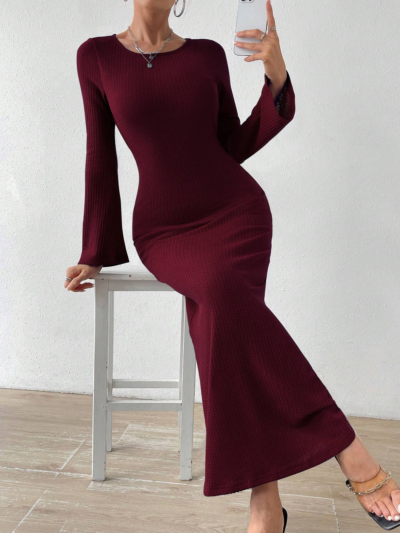 SLIMMING WAIST WRAP HIP FISHTAIL BACKLESS DRESS