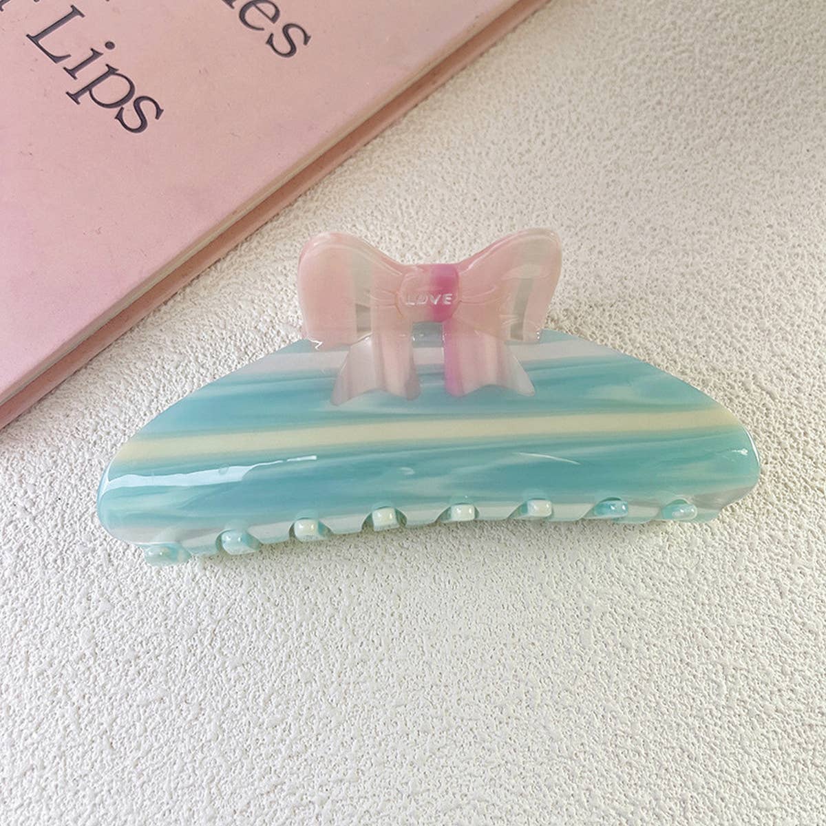 Colorblock Bow Acetate Hair Claw, Sweet Chic Clip_CWAHA1341