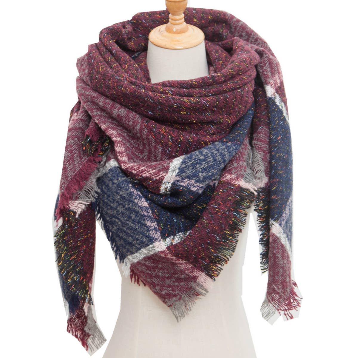 Plaid Triangle Scarf for Fall & Winter ??Wholesale_CWASC0110