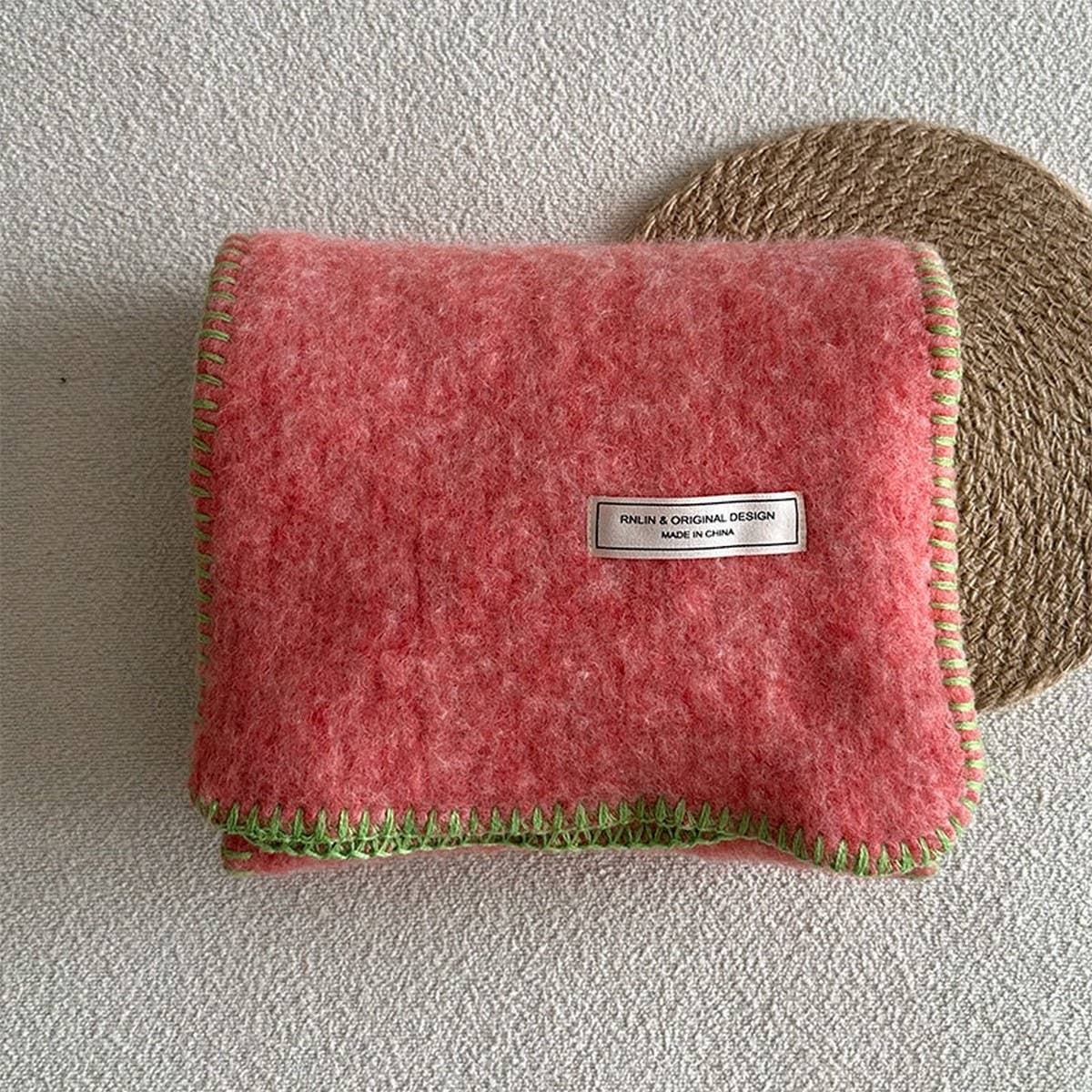 Solid Wool Blend Knit Scarf ??Color-Blocked Trim_CWASC2291