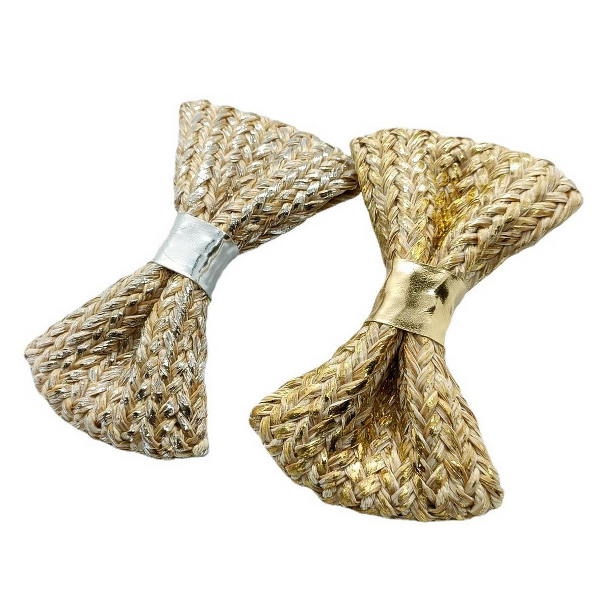 Bohemian Raffia Gold Butterfly Bow Clip_CWAHA6358