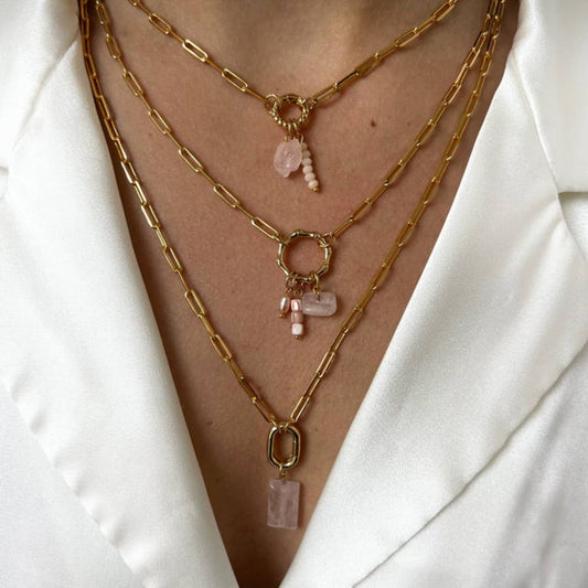 LOOSE RING HEART ROUND PENDANT NECKLACE