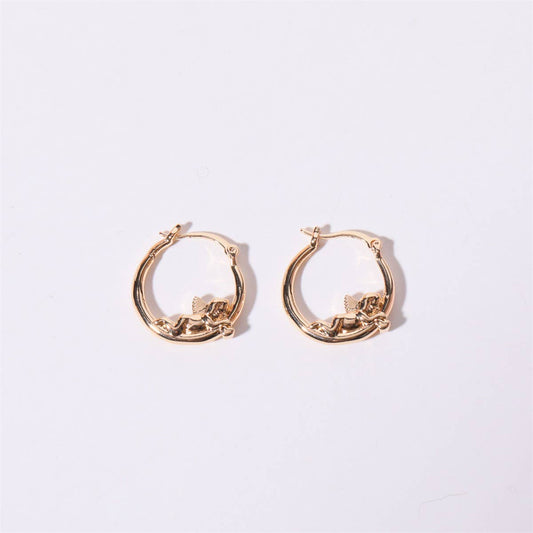 Sweet Cupid Pearl Bow Compass Dangle Earrings