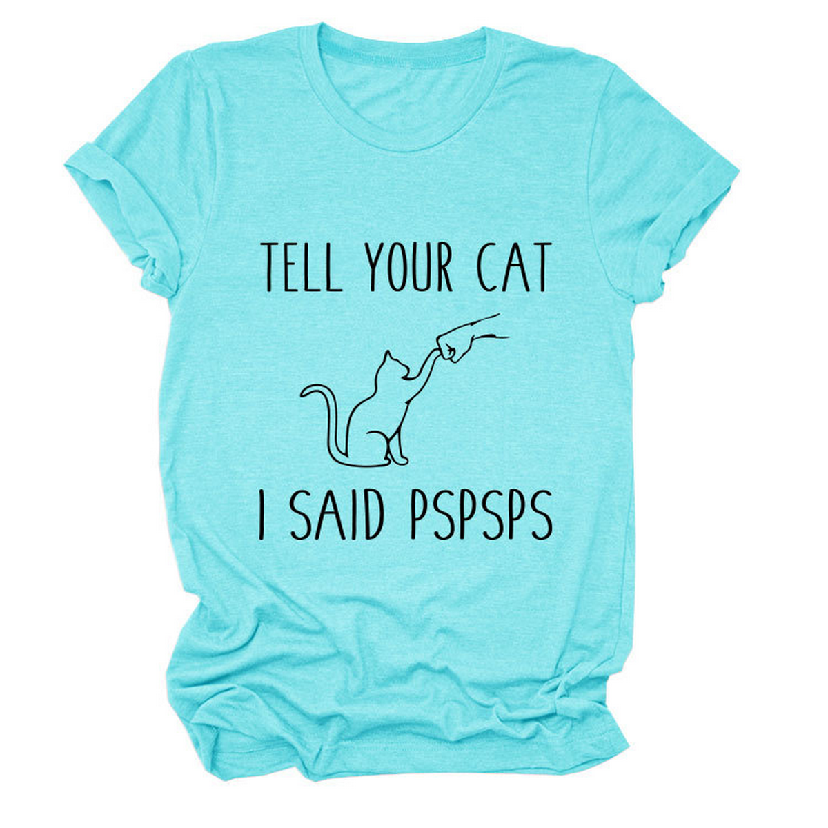 Casual Cat Print Tee ??Women??¢s Short Sleeve Top_CWTTS1519