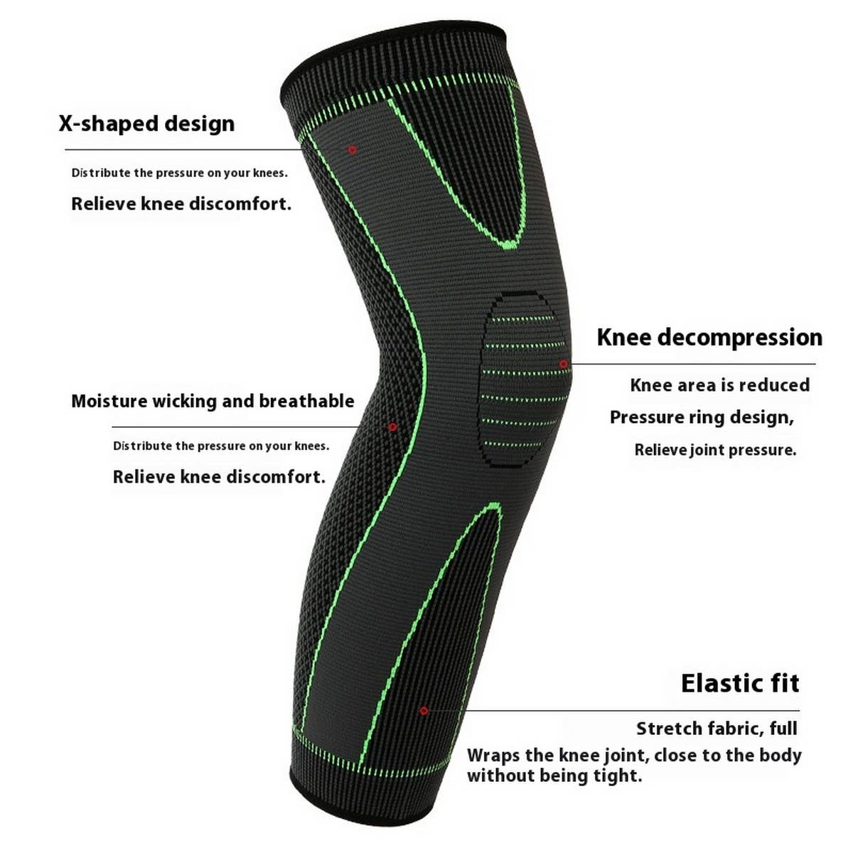 Extended Sports Knee Brace, Long Compression Sleeve_CWMM7886