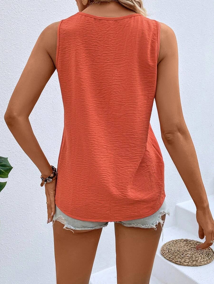 V-neck button-textured vest