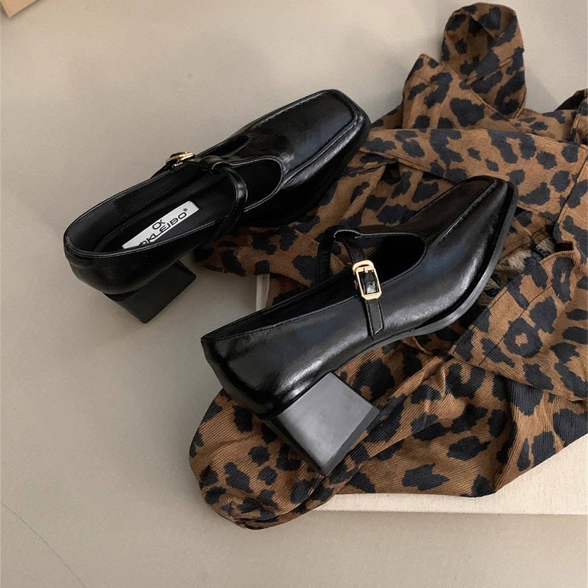 Silver Mary Jane Shoes Women Chunky Heel