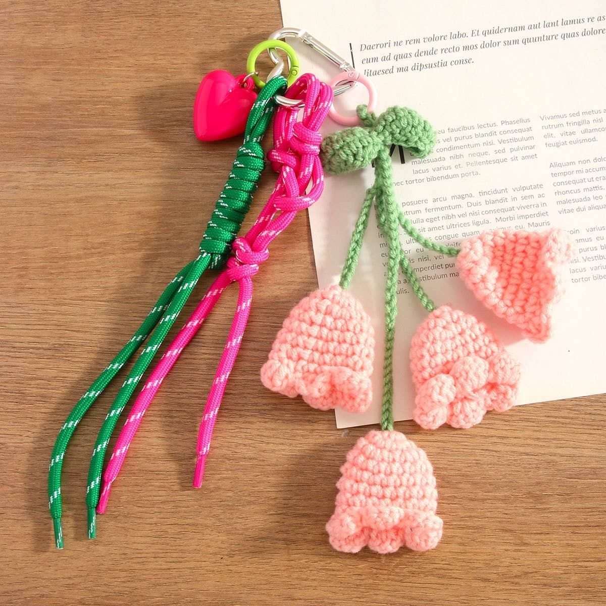 Handmade Lily of the Valley Yarn Keychain Charm