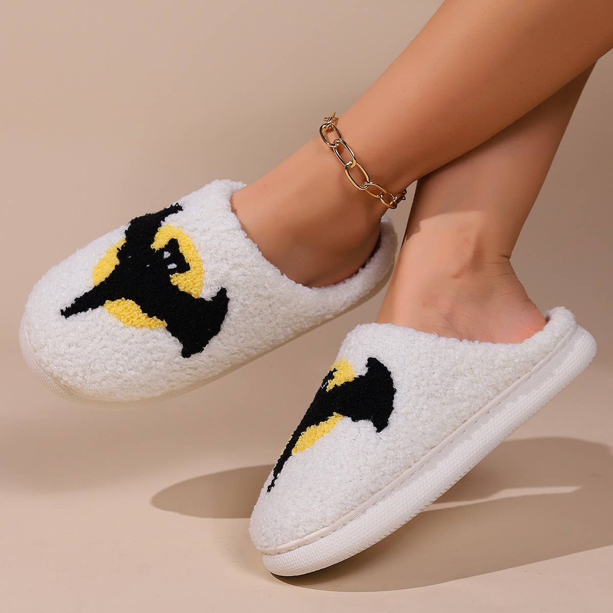 HALLOWEEN BAT PATTERN WARM COTTON SLIPPERS