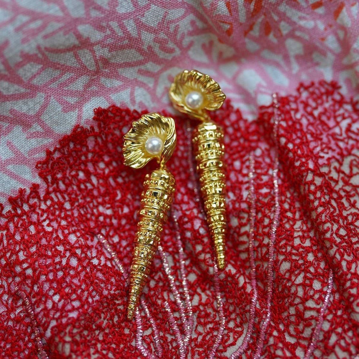 Design Ocean Series Pearl Shell Snail Earrings