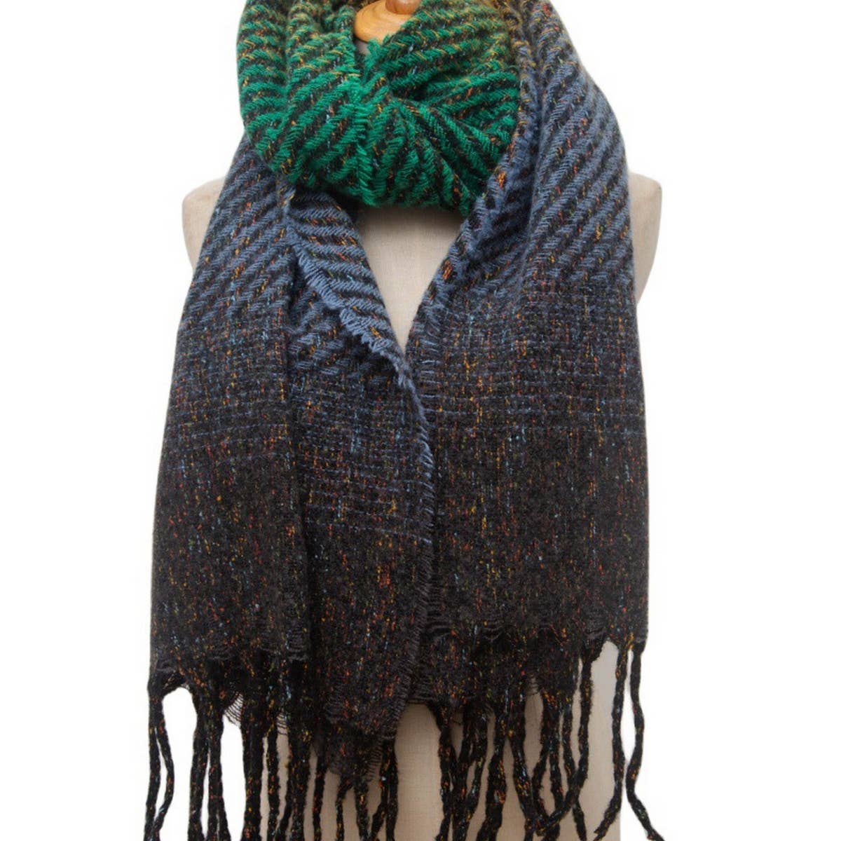 Gradient Tassel Scarf for Women - Winter Shawl