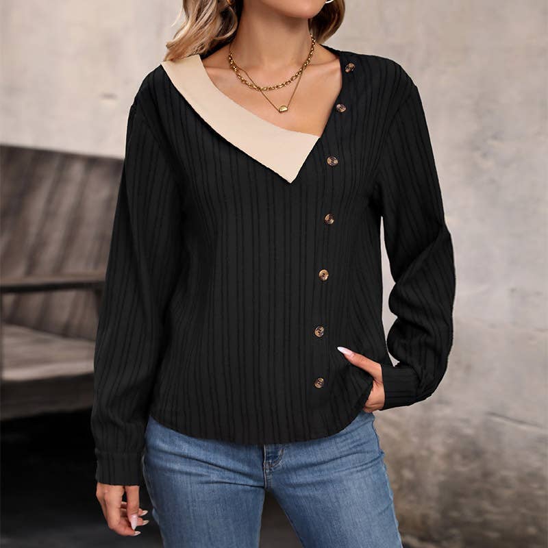 SPLICED V-NECK SINGLE BREASTED KNITWEAR
