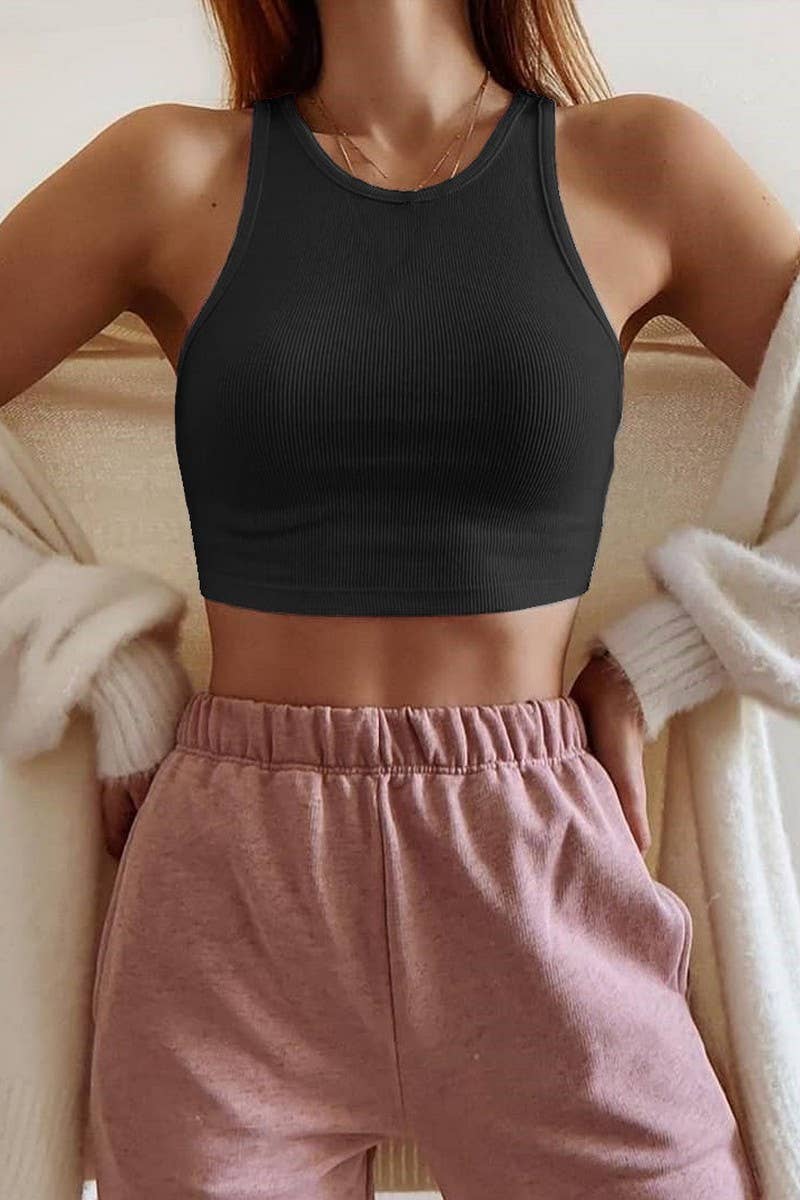 SEXY SLIM FIT MIDRIBBED COTTON RIBBED TANK TOP_CWTTK0301