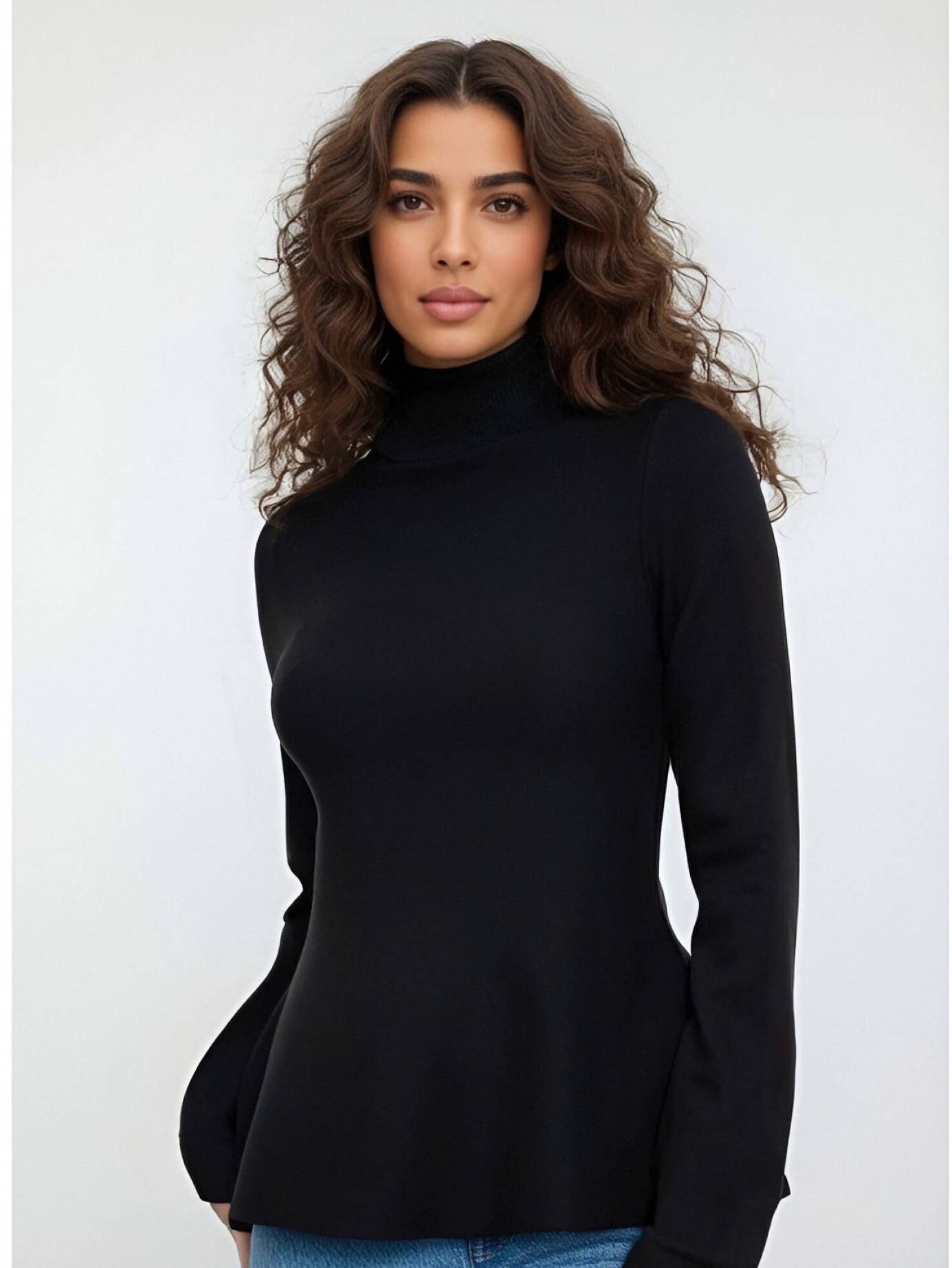 Fashion solid color high neck sweater