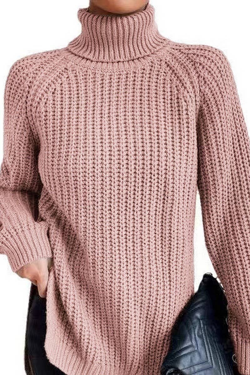 CWOSWL07649_HIGH-NECK MID-LENGTH RAGLAN SLEEVE SWEATER