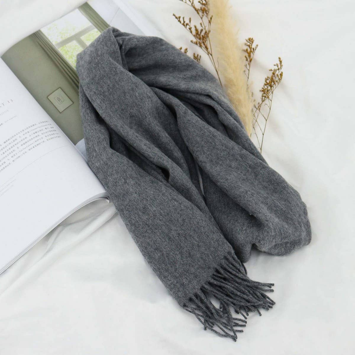 100% Wool Solid Scarf ??Elegant Unisex Spring Wrap_CWASC1093