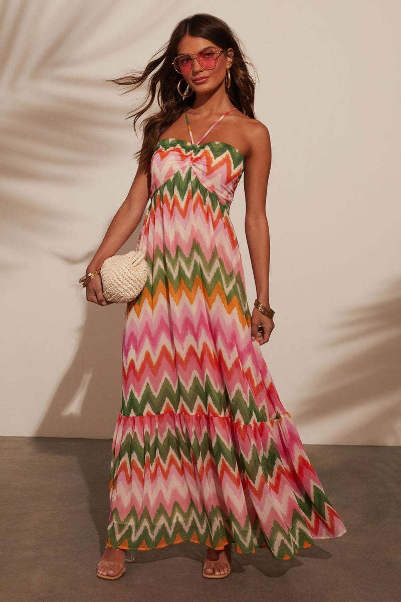 CWDHL0933_SEXY COLORBLOCK SPAGHETTI STRAP FLOWY DRESS
