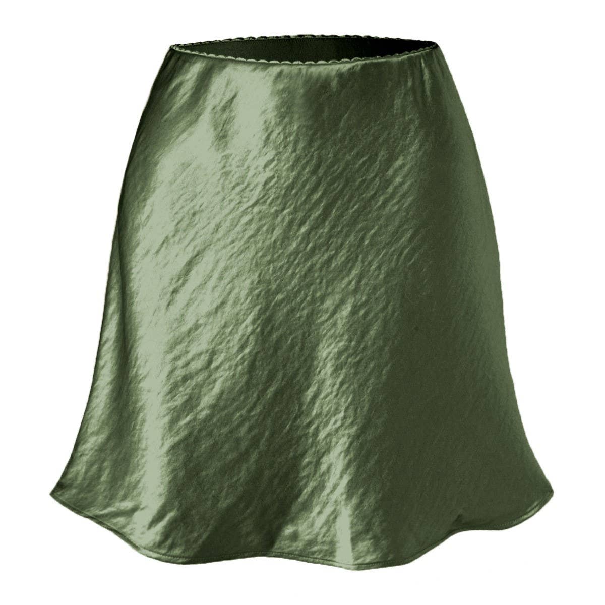 SIMPLE AND FASHIONABLE LACE SATIN ELASTIC SKIRT
