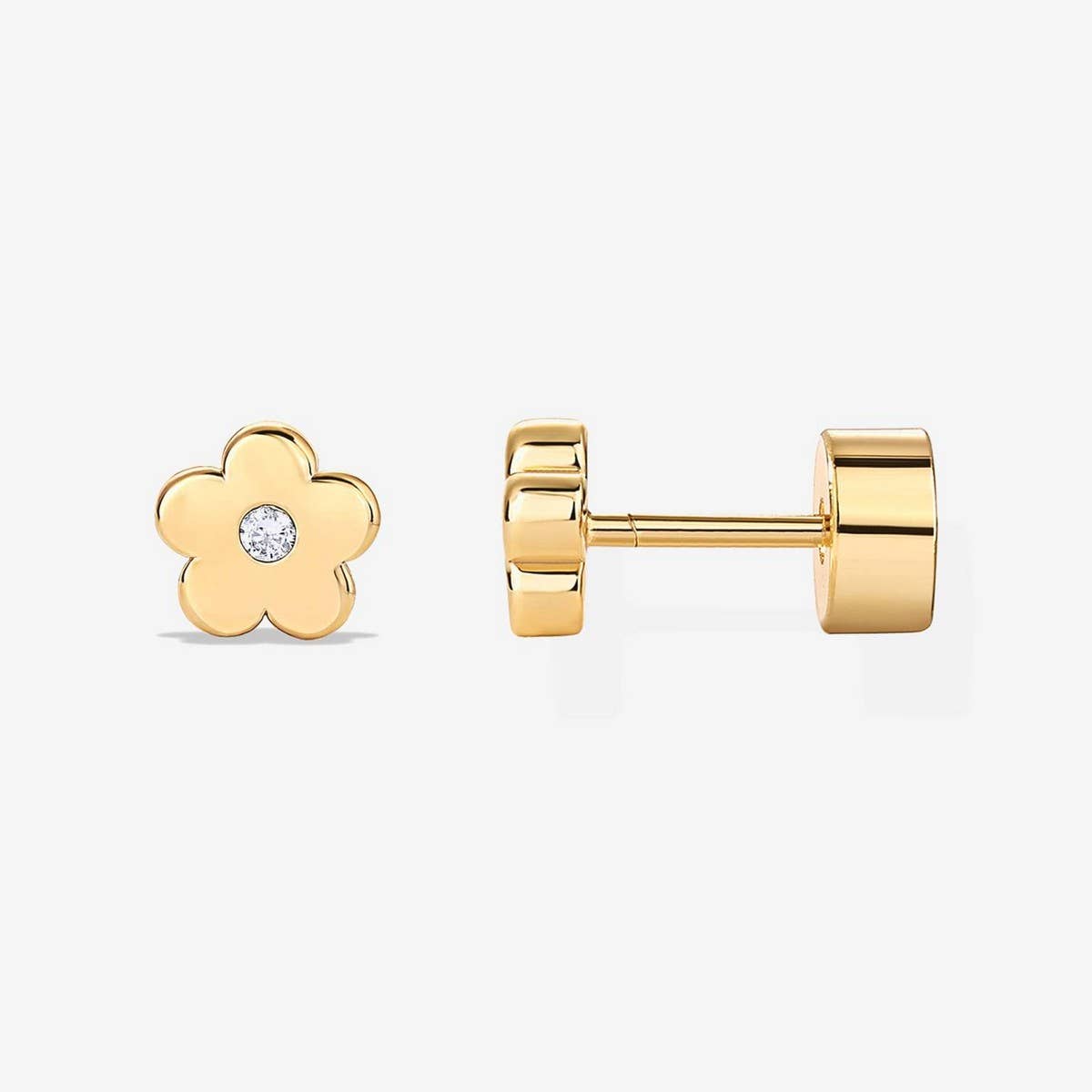Elegant Flower Zircon 18K Gold Stud Earrings