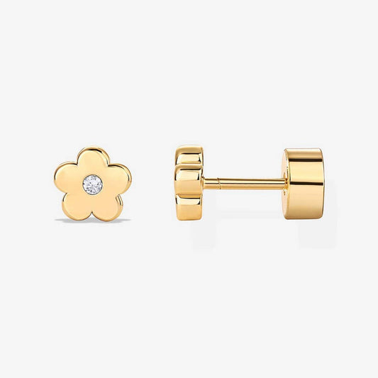 Elegant Flower Zircon 18K Gold Stud Earrings