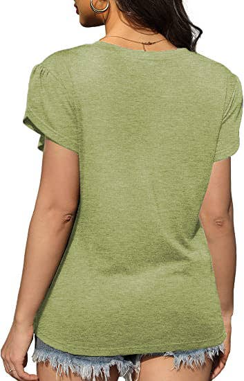 Solid color knotted short-sleeved blouse