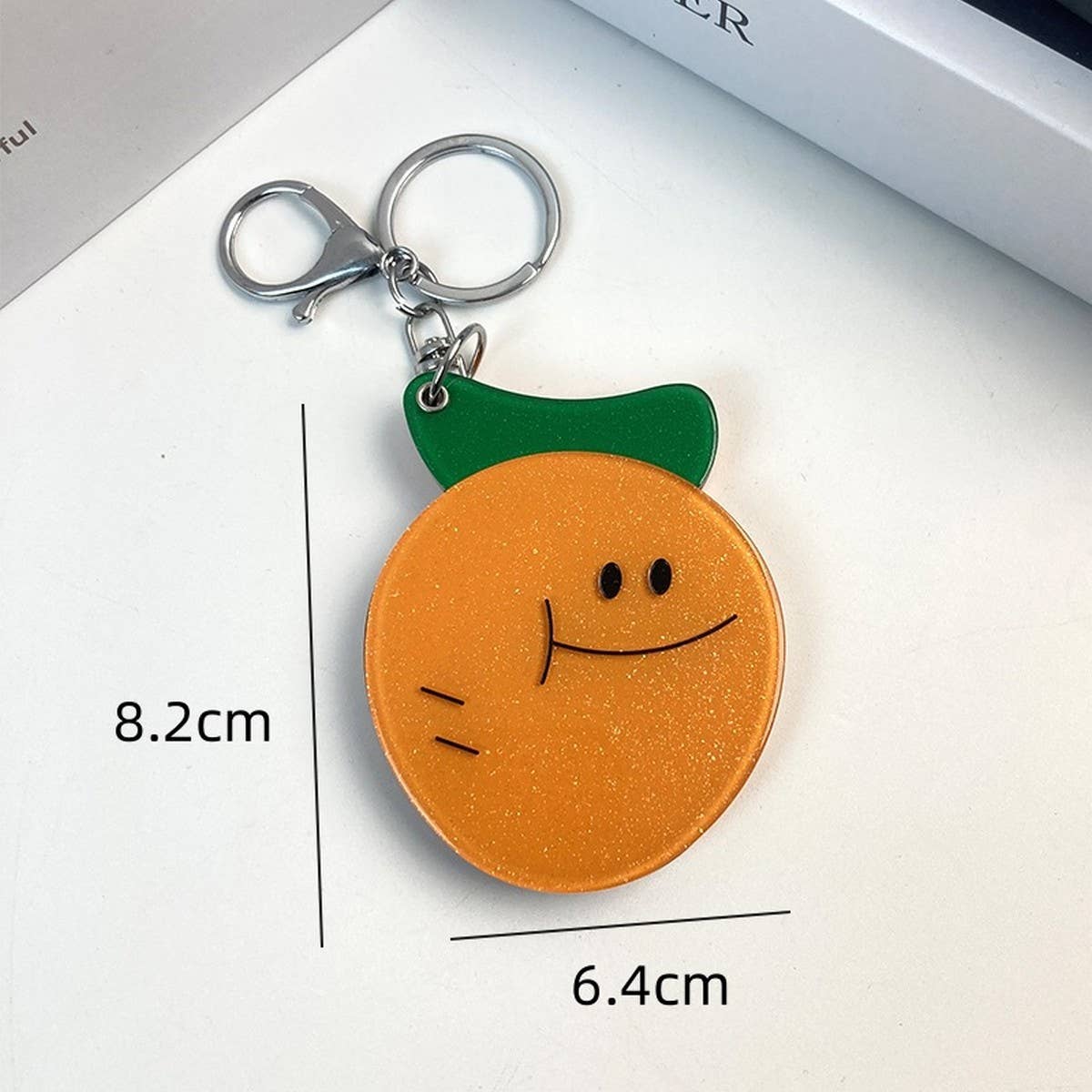 Creative Orange Mirror with Keychain Portable Cute