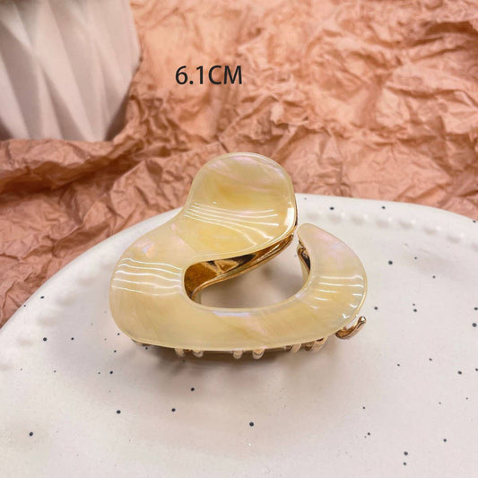 Irregular Acetate Metal Hair Claw - Chic Mid Clip_CWAHA0562